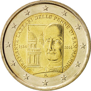 La pièce de 2 euros de Saint-Marin 2004 (Donato Bramante)